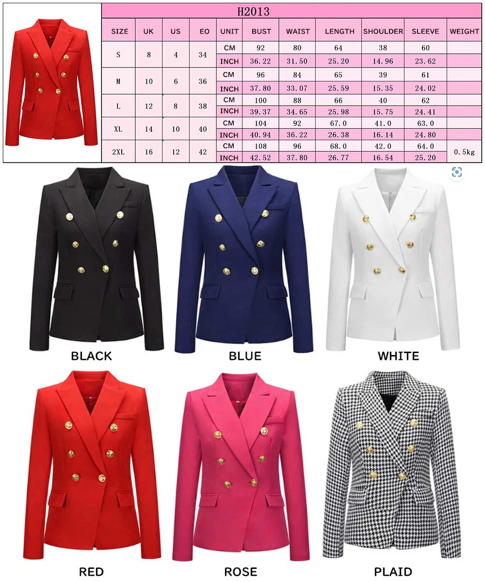 New Women&prime; S Slim Fashion Short Blazer Double Breasted Suit