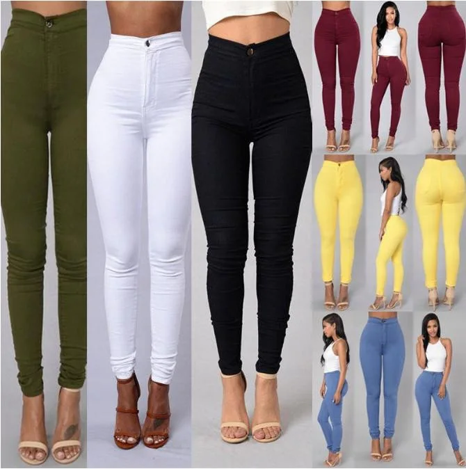 Wholesale Custom Women Stretch High Waist Candy Color Skinny Long Pants Trousers Women Casual Pencil Pants